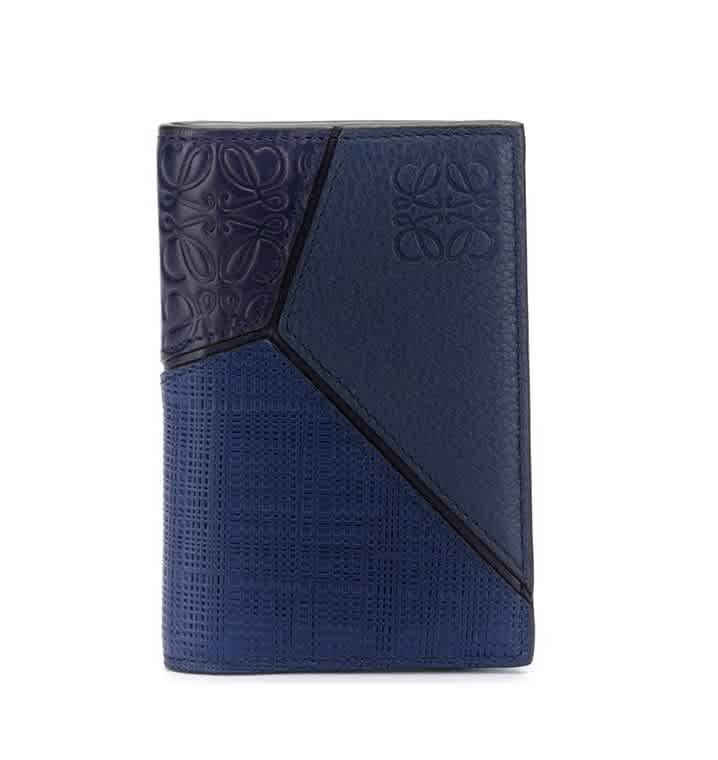 Loewe Puzzle Bifold Card Wallet In Navy Blue