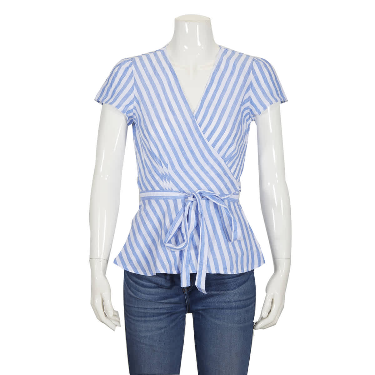 Polo Ralph Lauren Ladies Striped Linen Wrap Blouse