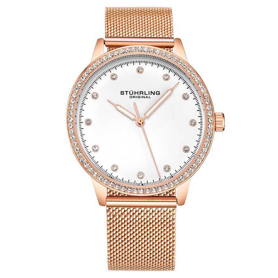 Stuhrling Original Vogue White Dial Ladies Watch M15608 In Gold Tone / Rose / Rose Gold Tone / White