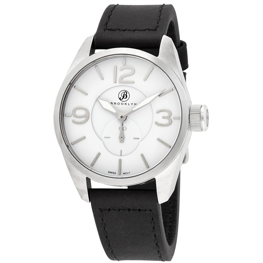 Brooklyn Watch Co. Lafayette White Dial Black Leather Swiss Quartz Mens Watch Cla-d In Black / White