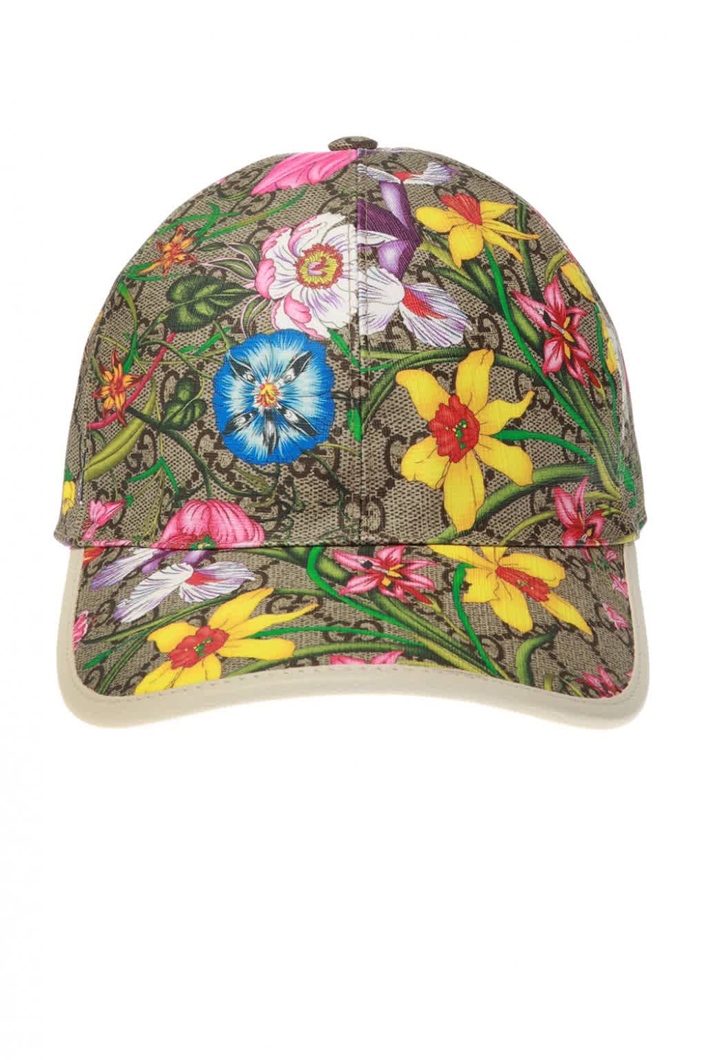 Gucci Gg Flora Print Baseball Cap In White