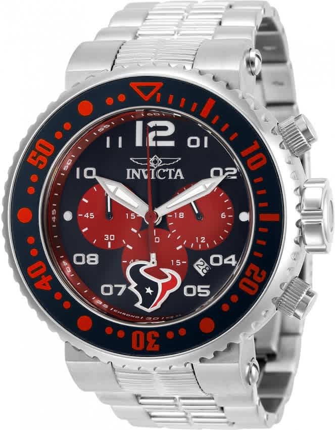 Invicta Nfl Houston Texans Chronograph Quartz Mens Watch 30267 In Black,red,silver Tone