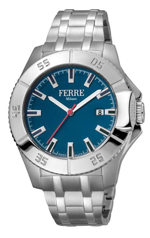 Ferre Milano Blue Dial Mens Watch Fm1g085m0061 In Blue,silver Tone