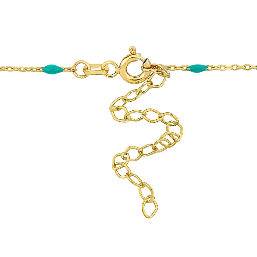 Amour Turquiose Enamel Station Necklace In 14k Yellow Gold In Yellow
