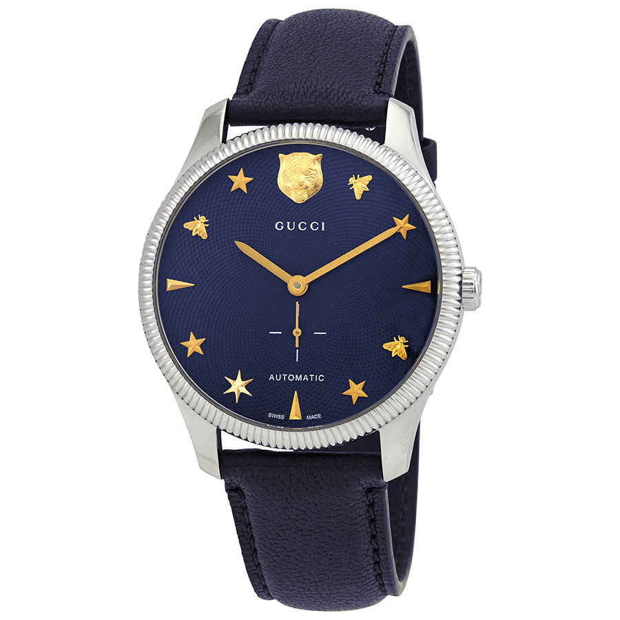 Gucci G-timeless Automatic Blue Dial Mens Watch Ya126347 In Blue / Gold Tone