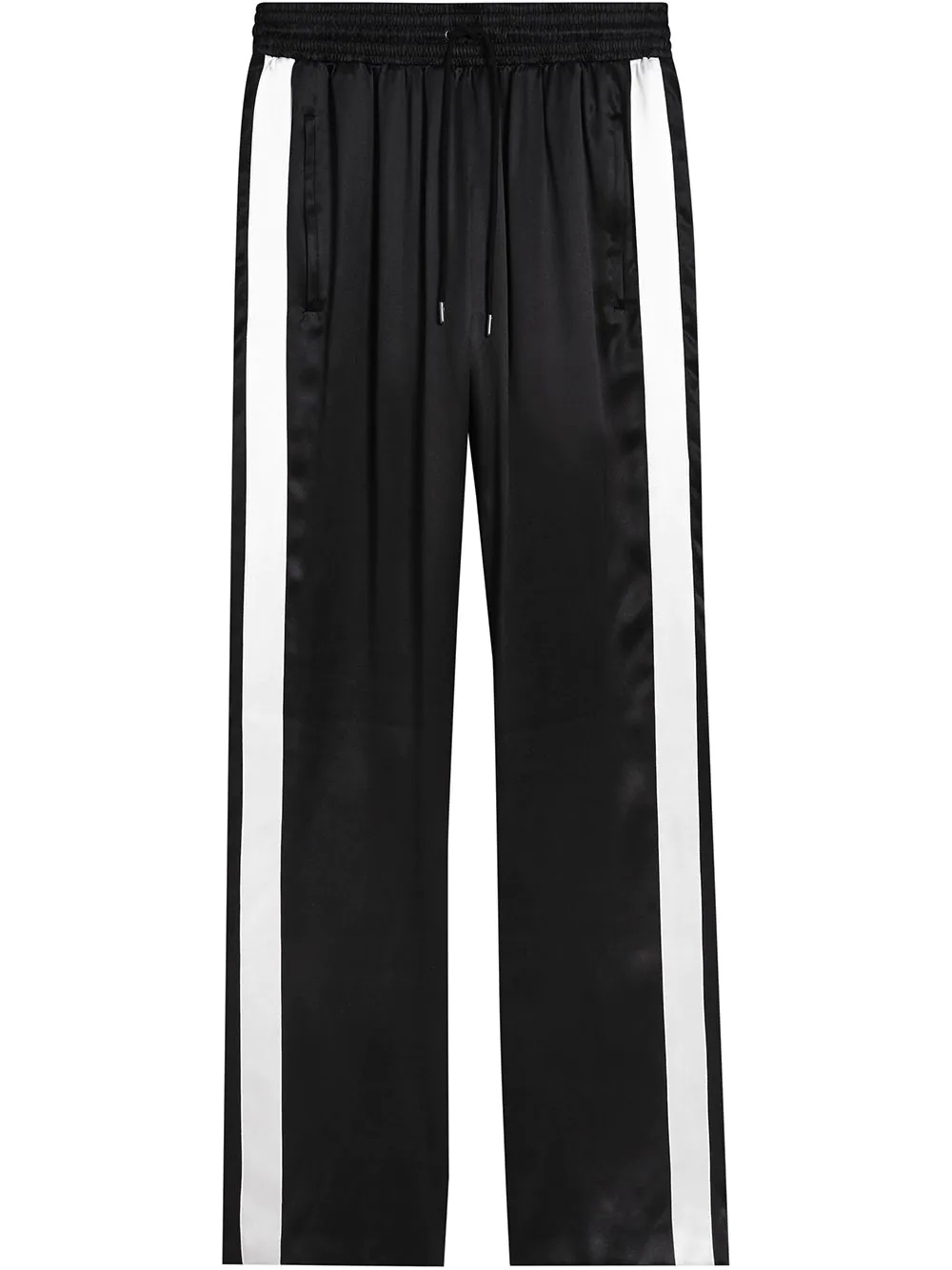 BURBERRY LADIES BLACK SIDE-STRIPE STRAIGHT SILK-SATIN TROUSERS