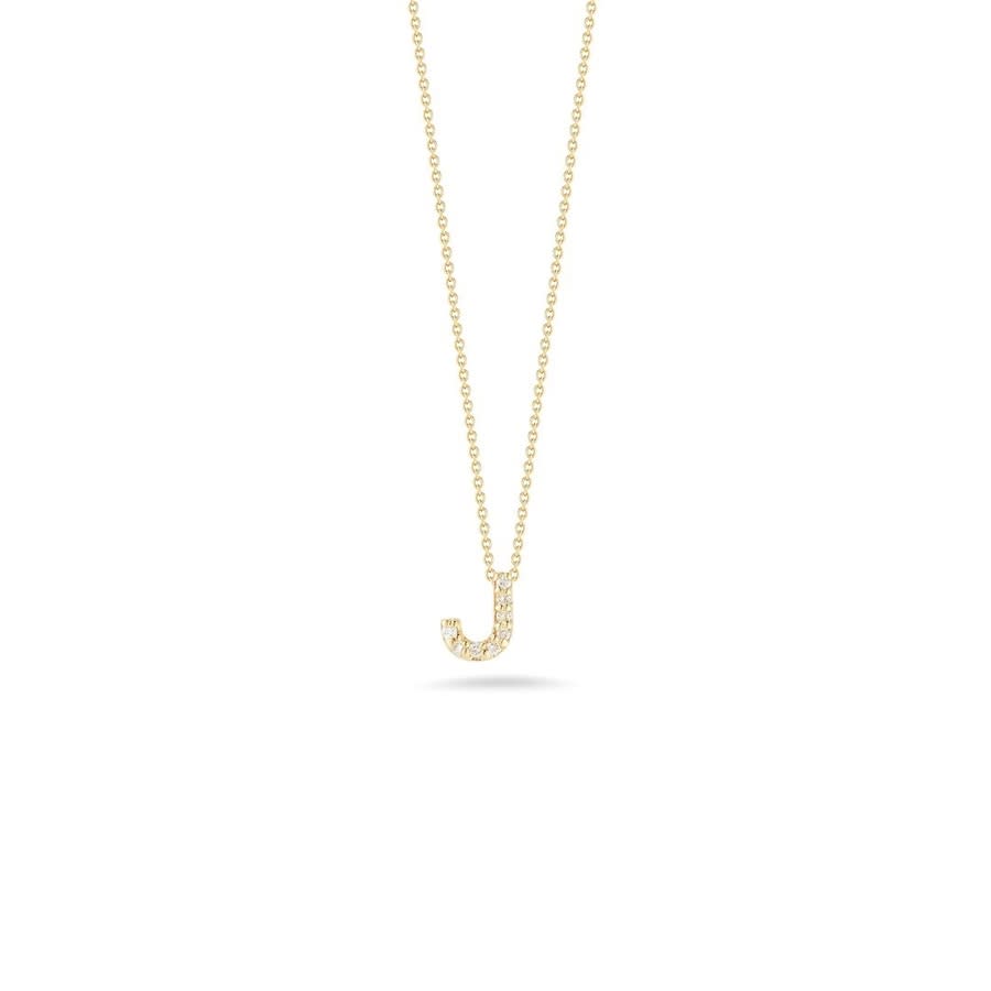Roberto Coin Love Letter J Pendent With Diamonds 001634aychxj In Yellow