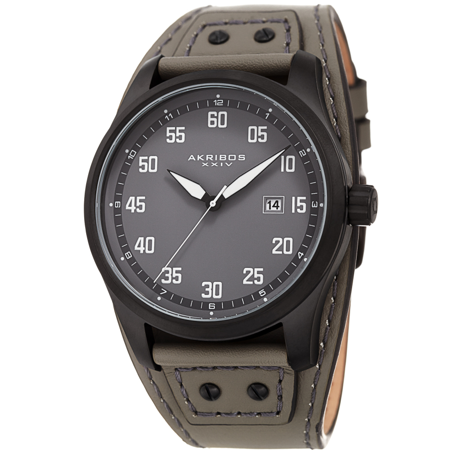 Akribos Xxiv Quartz Grey Dial Mens Watch Ak1024gn In Black / Grey