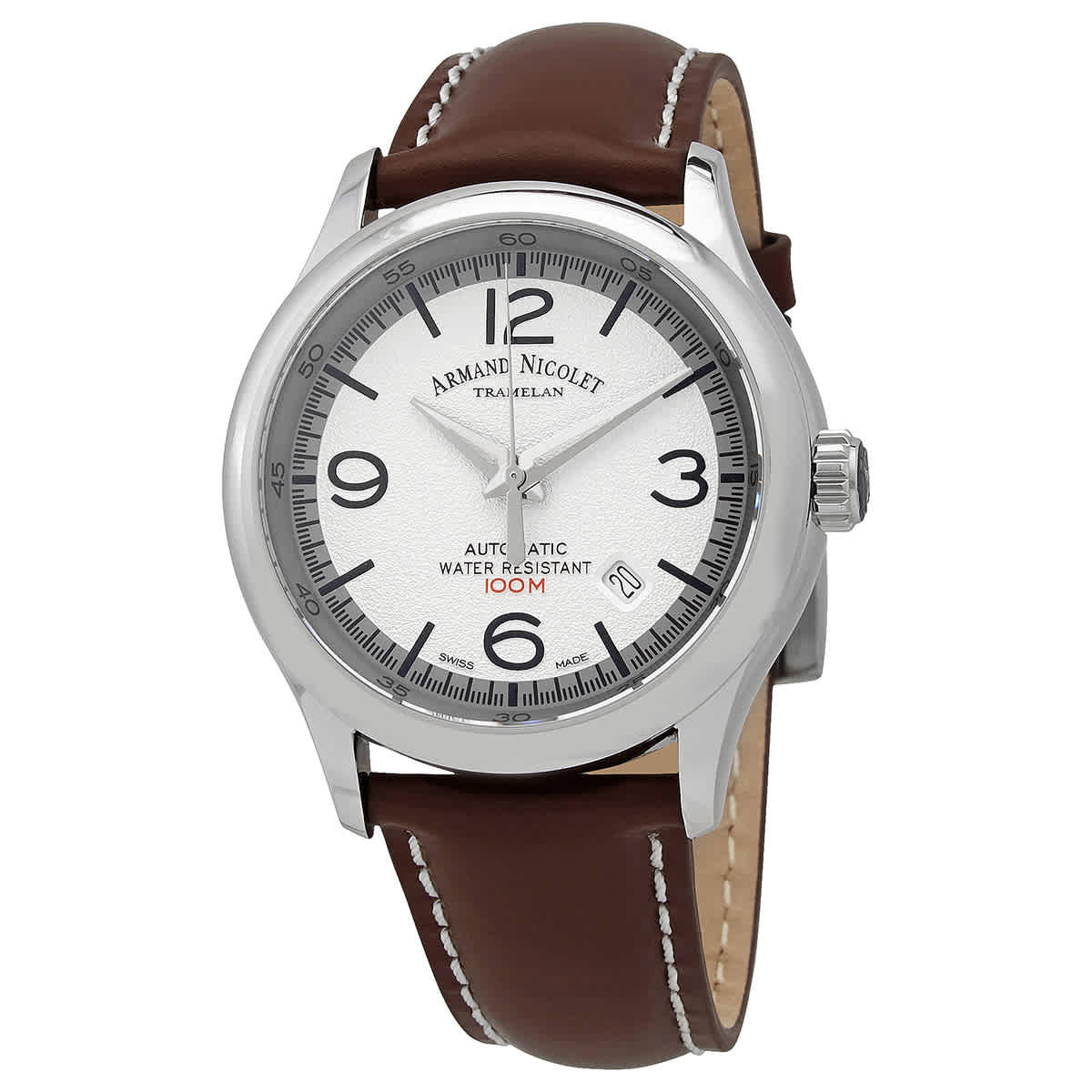 Armand Nicolet Mha Automatic White Dial Watch A840haa-ag-p140mr2 In Brown / White