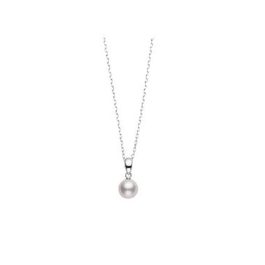 Mikimoto 7mm A Grade Akoya Cultured Pearl Pendant In 18k White Gold