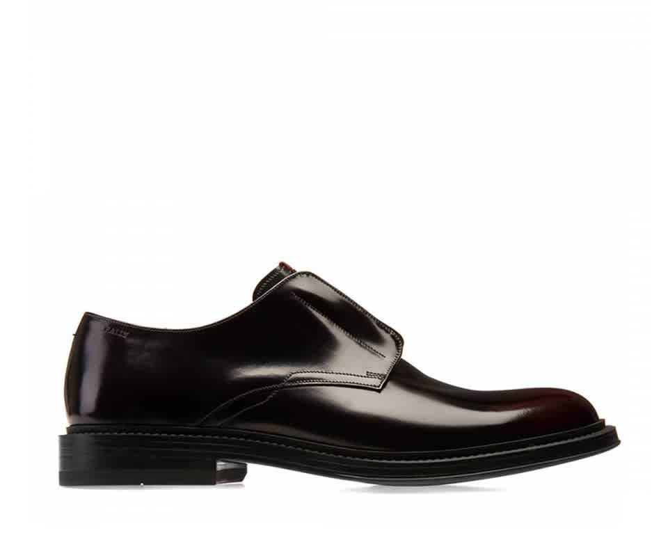 BALLY MENS NITILCON/58 BRUSHED CALF LEATHER DERBYS IN PRUNE, BRAND SIZE 10 (US SIZE 9 EEE)