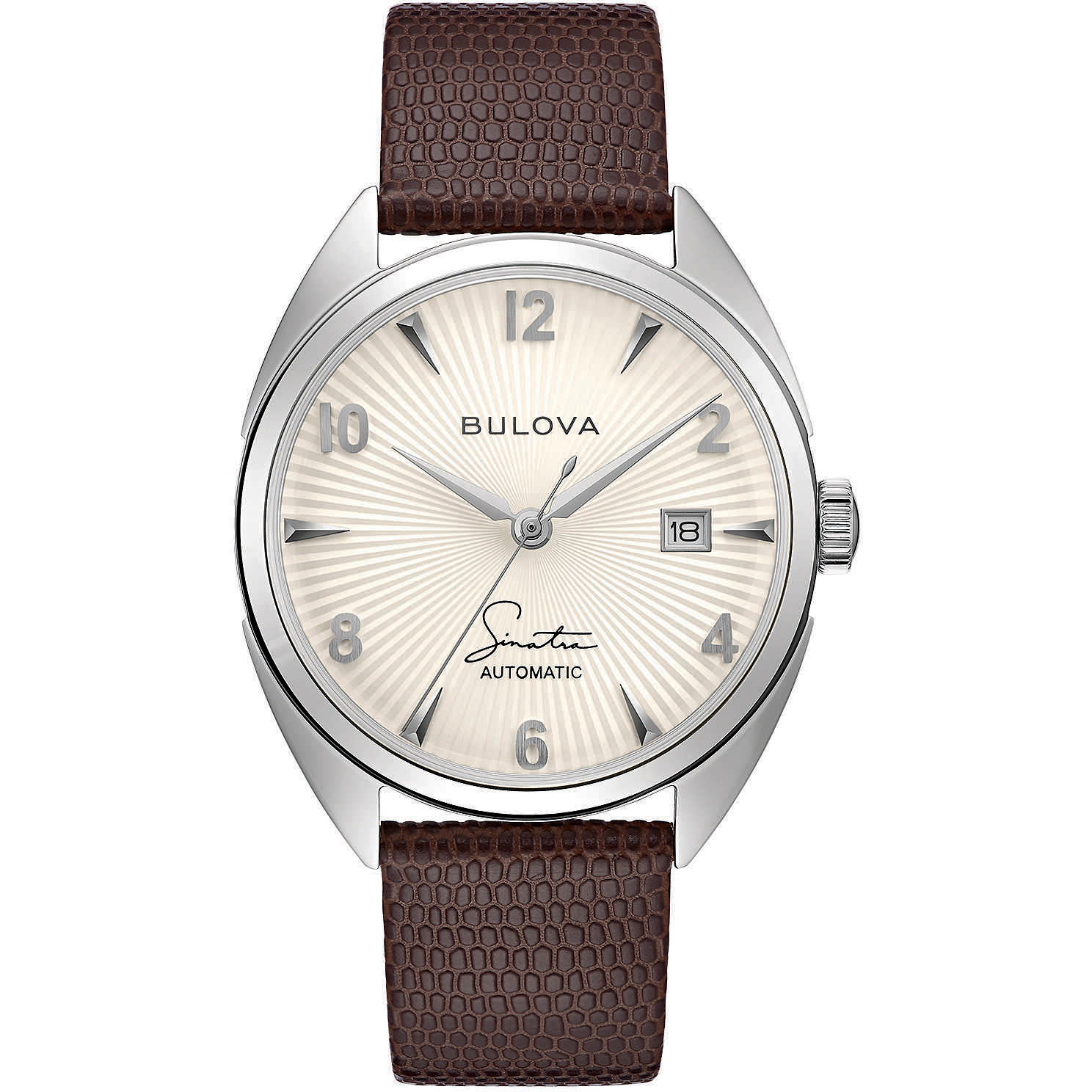 Bulova Men's Frank Sinatra Automatic Brown Leather Strap Watch 39mm In Brown / Silver