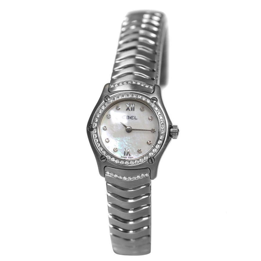 Pre-owned Ebel Classic Wave Quartz Diamond Ladies Watch E9157f14 In Mop / Mother Of Pearl / Wave