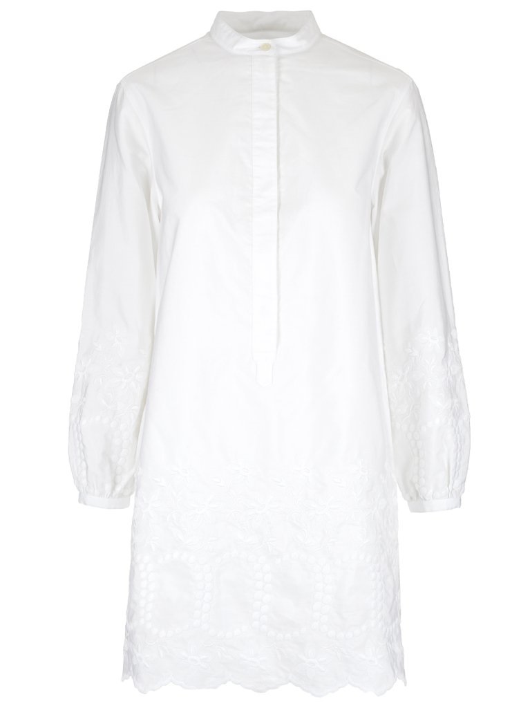 BURBERRY ARONIA EMBROIDERED DRESS IN WHITE