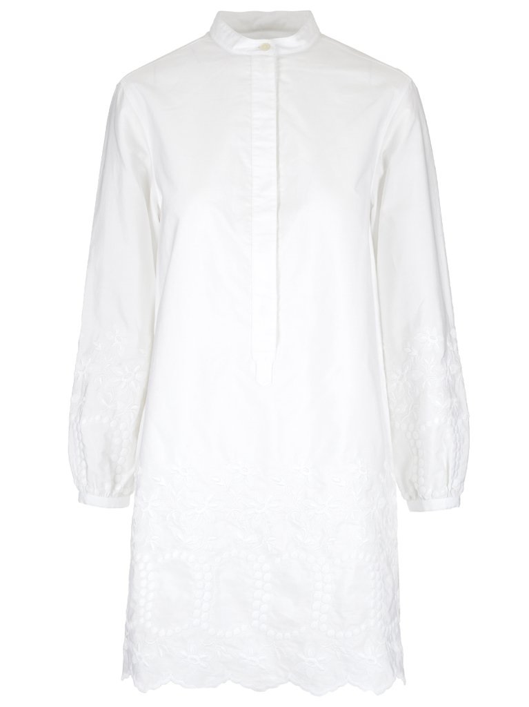 Burberry Aronia Embroidered Dress In White