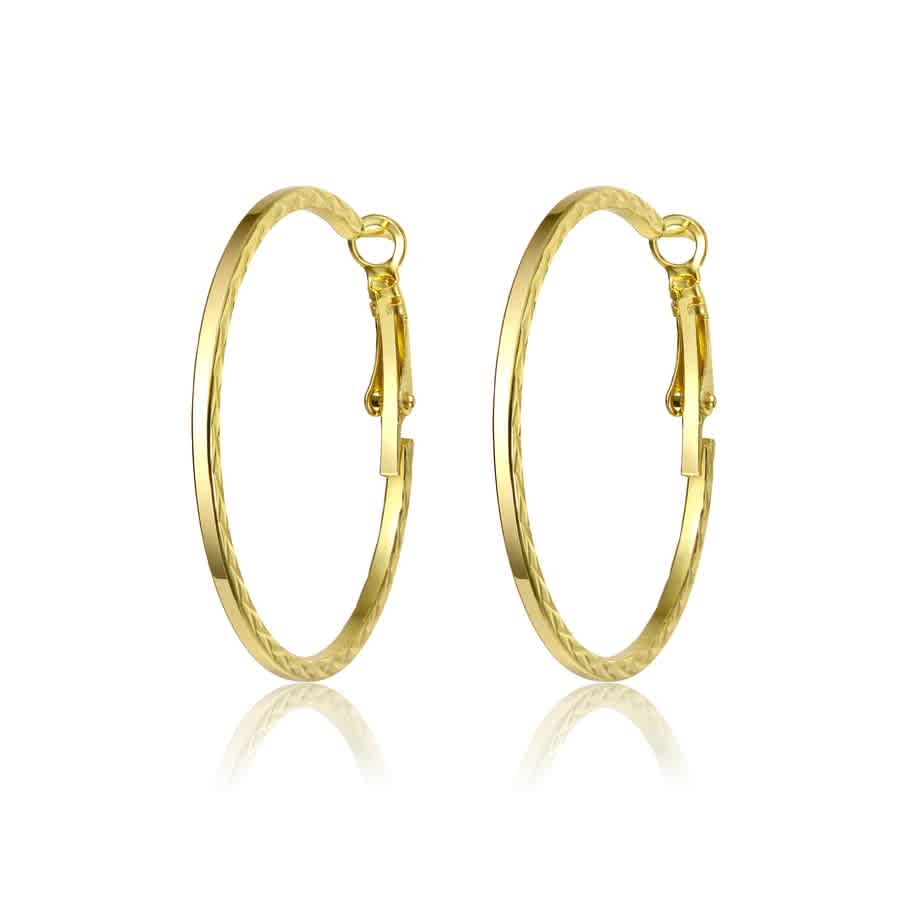 Shop Rachel Glauber Textured Rope Round Hoop Earrings In Gold-tone