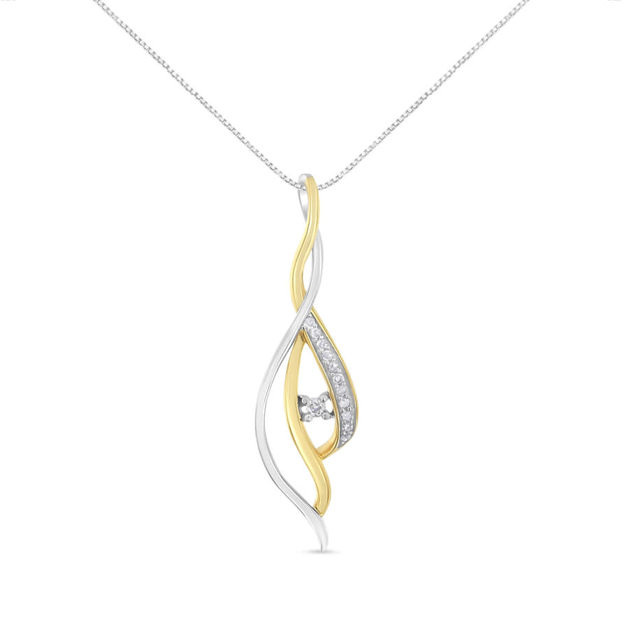 Espira 10k Two-tone Gold 1/10ct Tdw Diamond Cascade Pendant Necklace (i-j