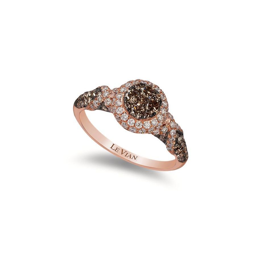 Le Vian Ladies Chocolate Diamonds Fashion Ring In 14k Strawberry Gold In Brown