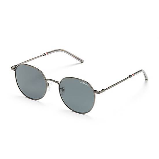 Dupont Grey Round Unisex Sunglasses Dp 6662 3 56 In Dark / Grey / Ruthenium