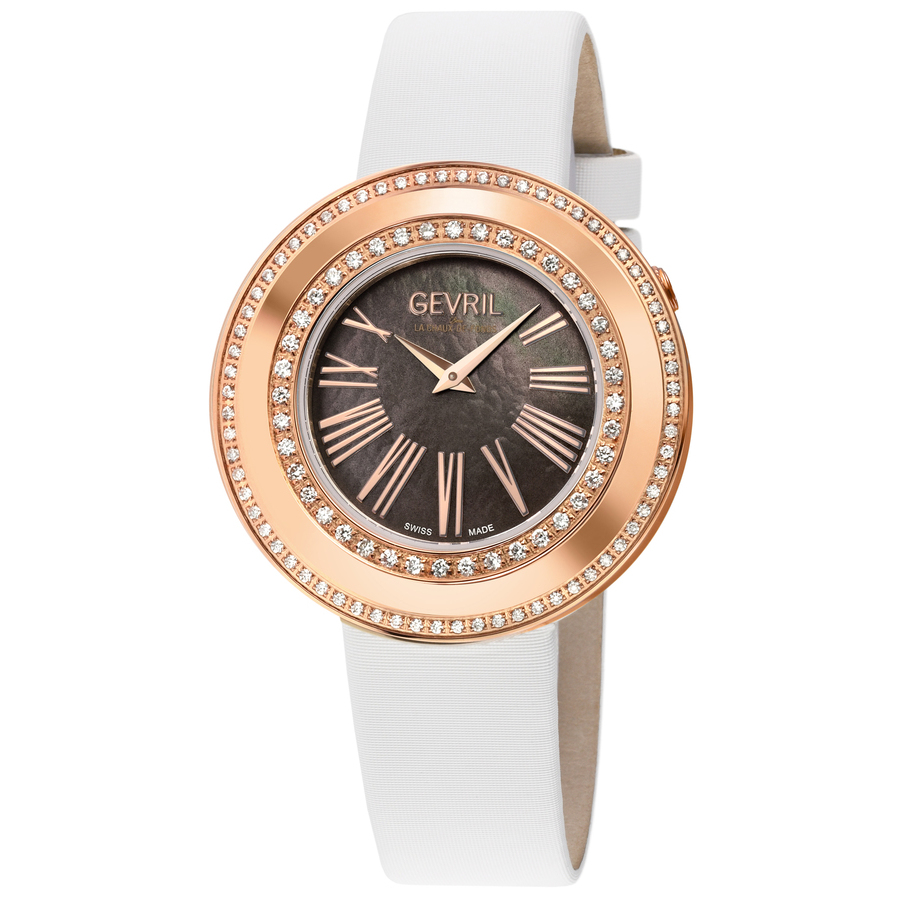 Gevril Gandria Mother Of Pearl Dial Ladies Watch 12252-1 In Gold Tone / Mop / Mother Of Pearl / Rose / Rose Gold Tone / White