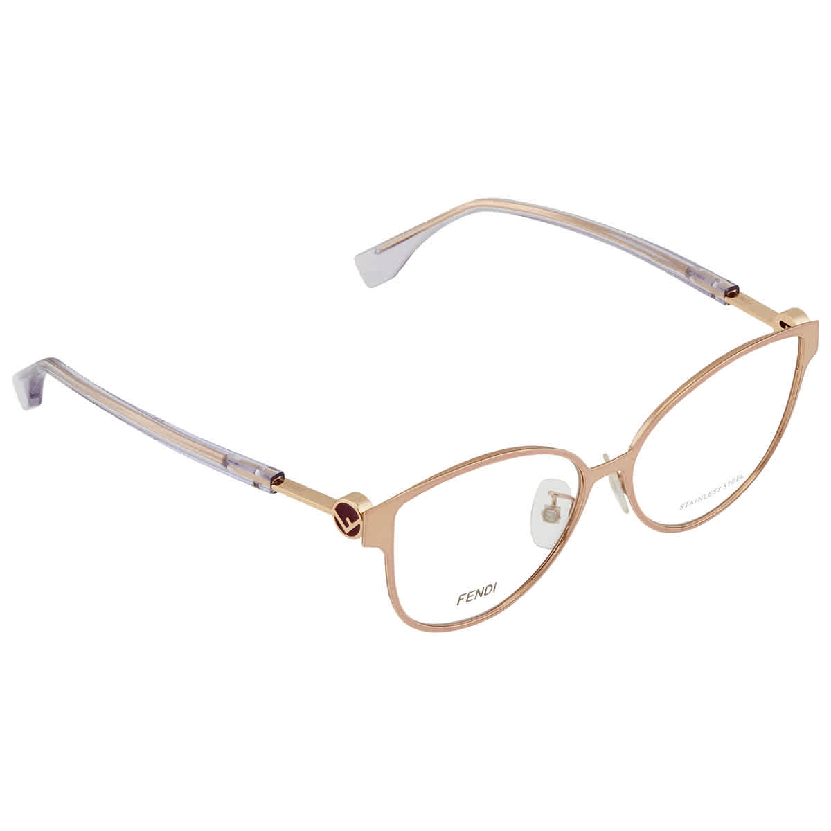 Fendi Demo Cat Eye Ladies Eyeglasses Ff0396f Ddb 53 In Brown,gold Tone