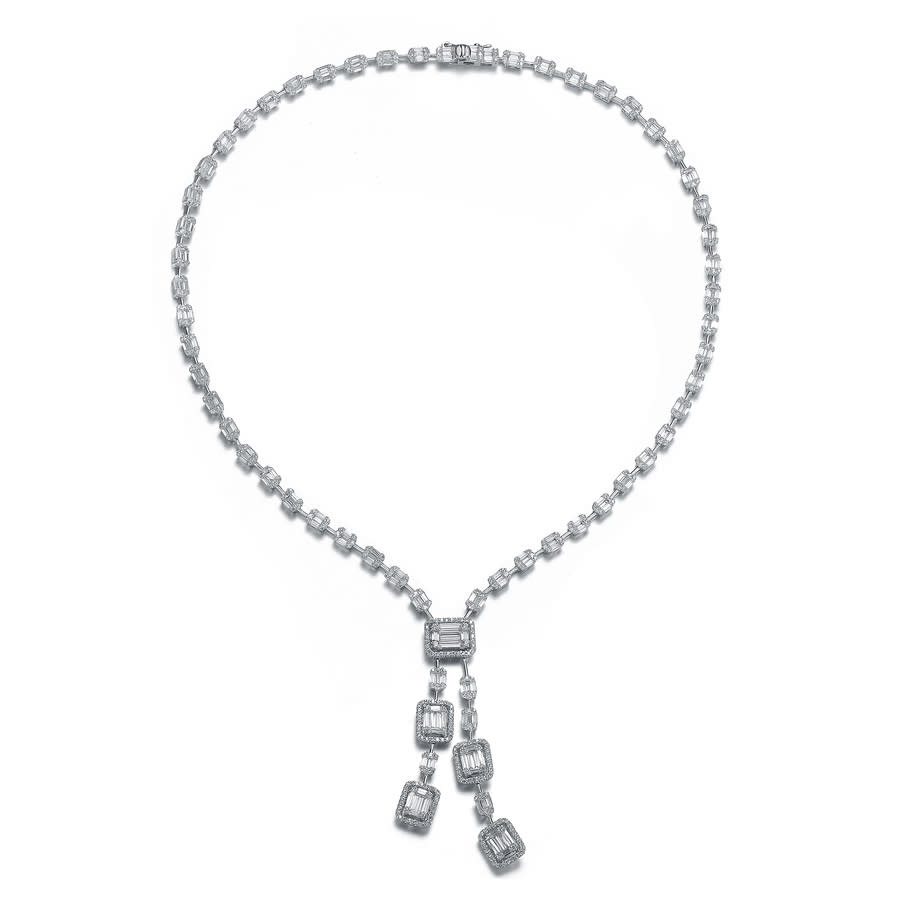 Megan Walford Sterling Silver White Cubic Zirconia Accent Necklace