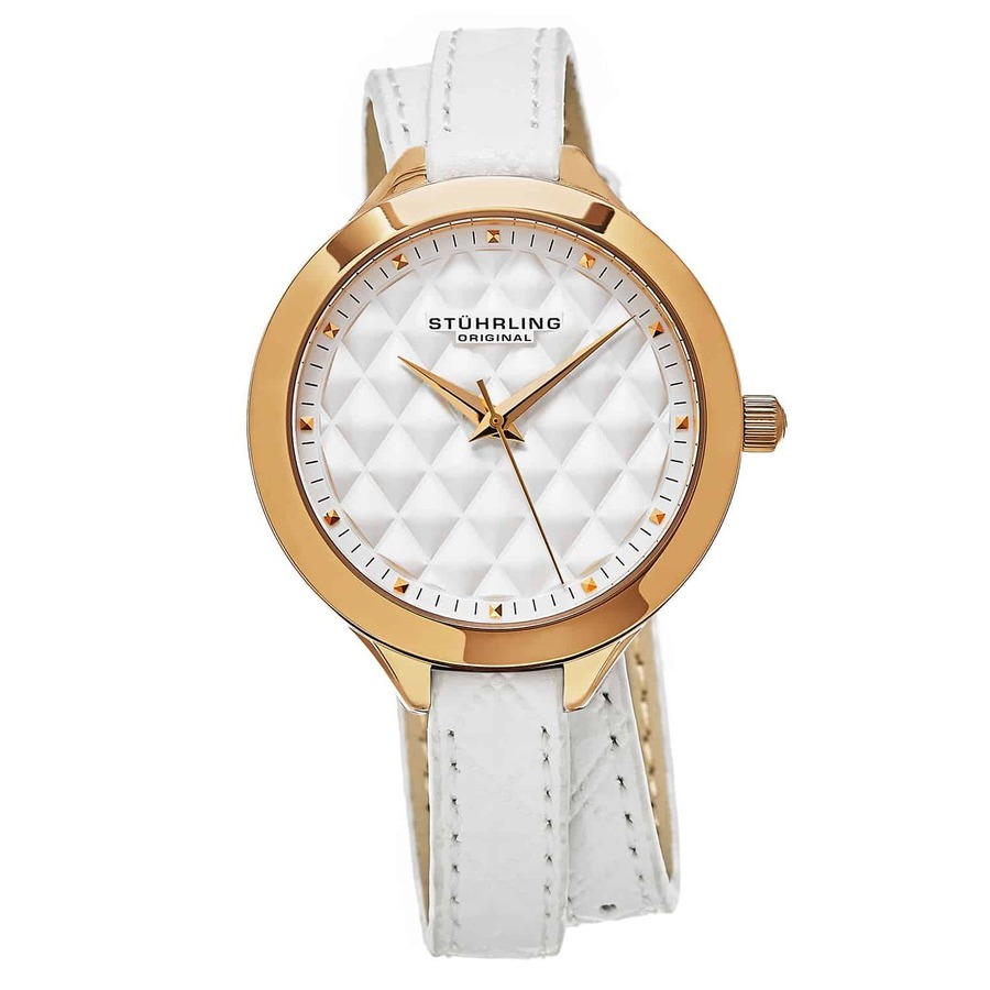 Stuhrling Original Vogue White Dial Ladies Watch M15372 In Gold Tone / Rose / Rose Gold Tone / White