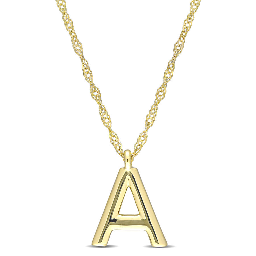 Amour Intial  A  Pendant With Chain In 14k Yellow Gold