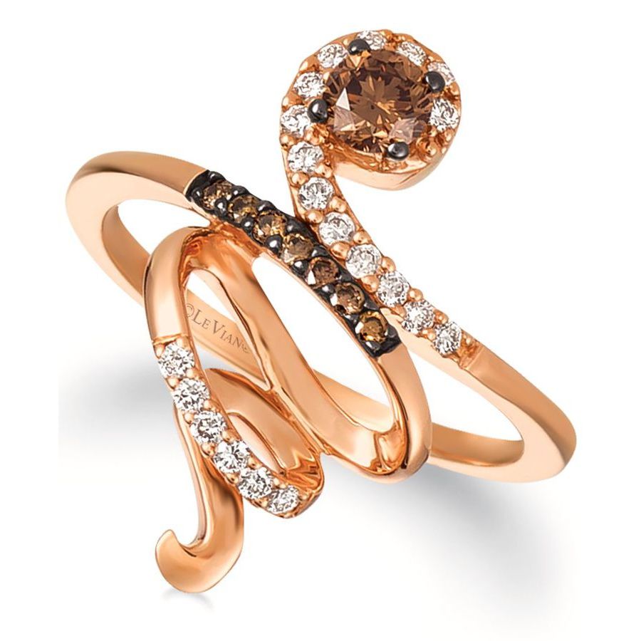 Le Vian Ladies Chocolate Diamonds Fashion Ring In 14k Strawberry Gold In Brown