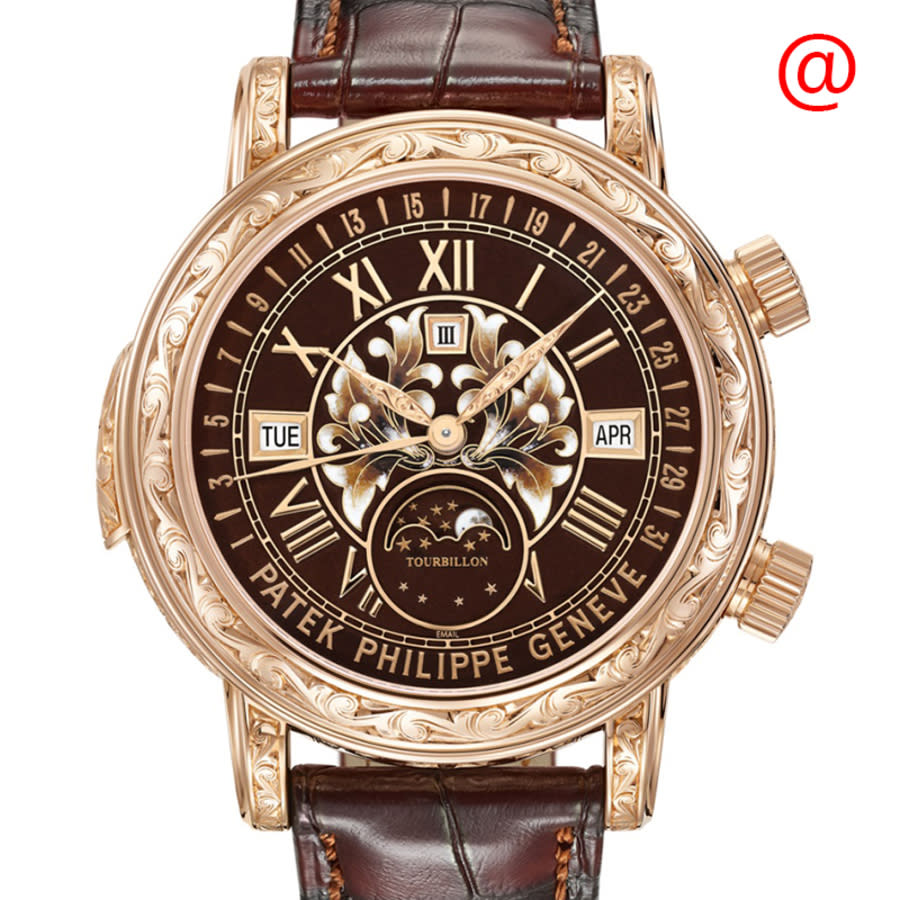 Patek Philippe Grand Complications Mens Hand Wind Watch 6002r-001 In Brown / Gold / Rose / Rose Gold