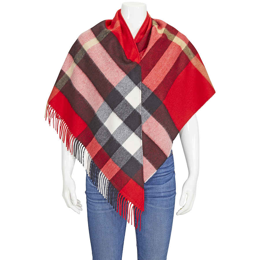 Burberry Half Mega Cashmere Bandana- Bright Military Red