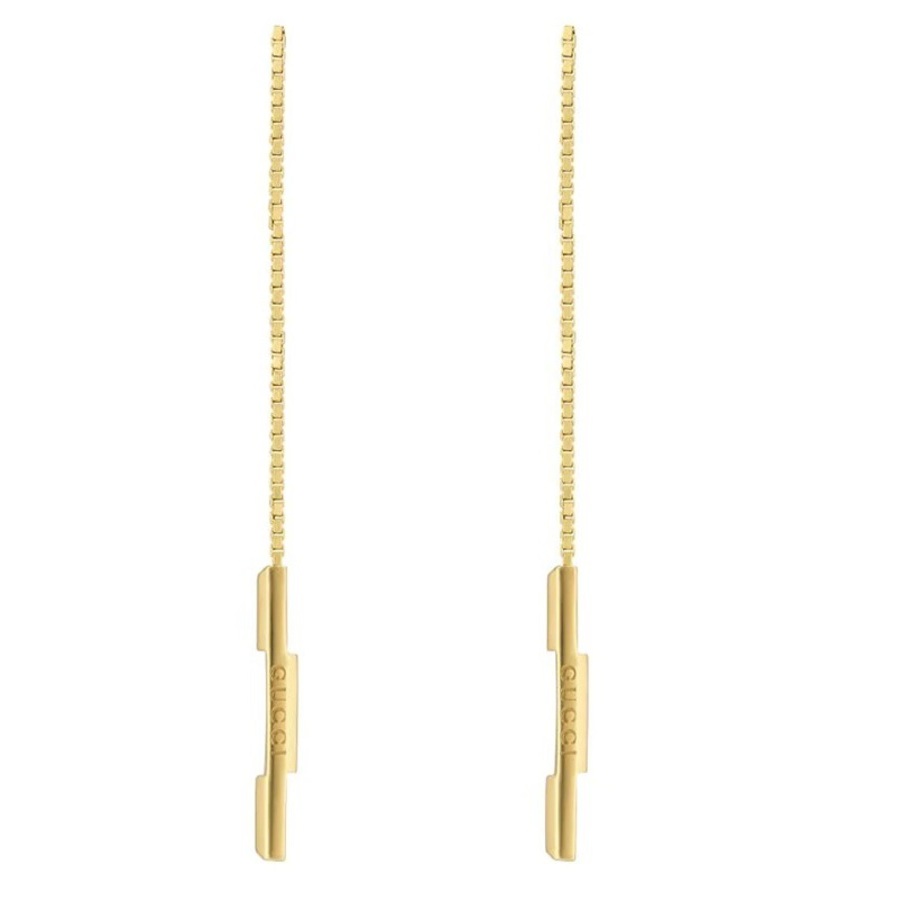 Shop Gucci Link To Love Chain Earrings With '' Bar In Yellow