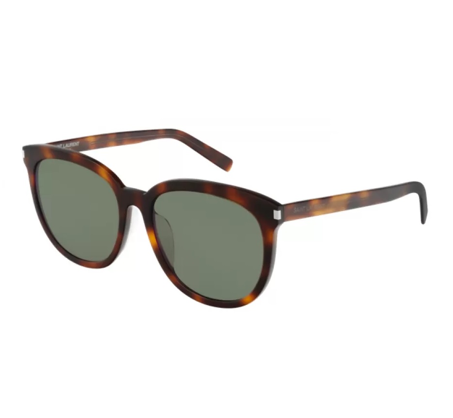 Saint Laurent Green Square Unisex Sunglasses Sl 284 F Slim 003 56 In Green / Tortoise