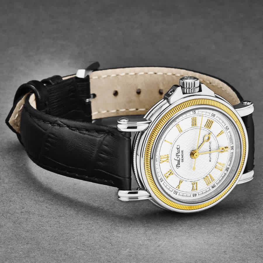 Shop Paul Picot Atelier Automatic Silver Dial Ladies Watch P4015.22.432 In Black / Gold Tone / Silver / Yellow