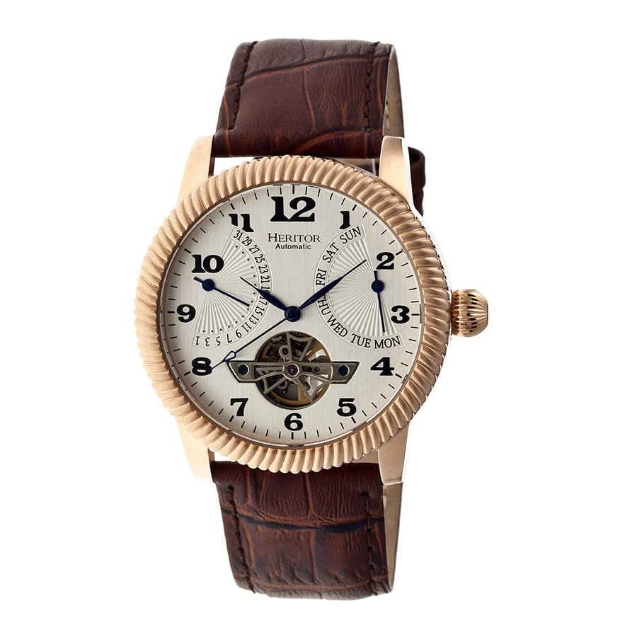 Click to view more detailed imagery on our partner's website Heritor Piccard Automatic Silver Dial Brown Leather Mens Watch Hr2005 In Blue,brown,gold Tone,pink,rose Gold Tone,silver Tone