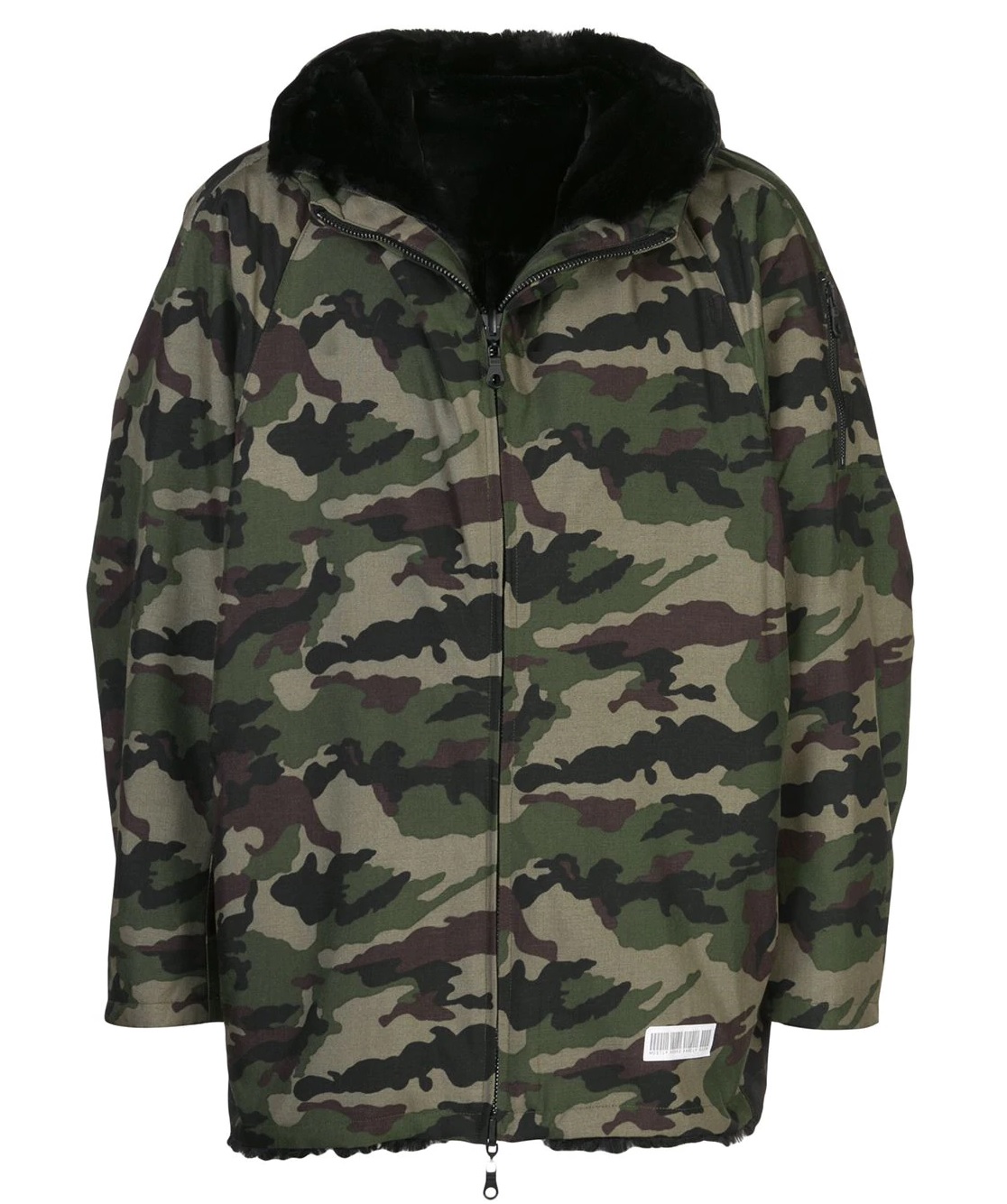 MOSTLY HEARD RARELY SEEN CAMOUFLAGE-PRINT SEEN FUR LINED HOODED JACKET, SIZE SMALL