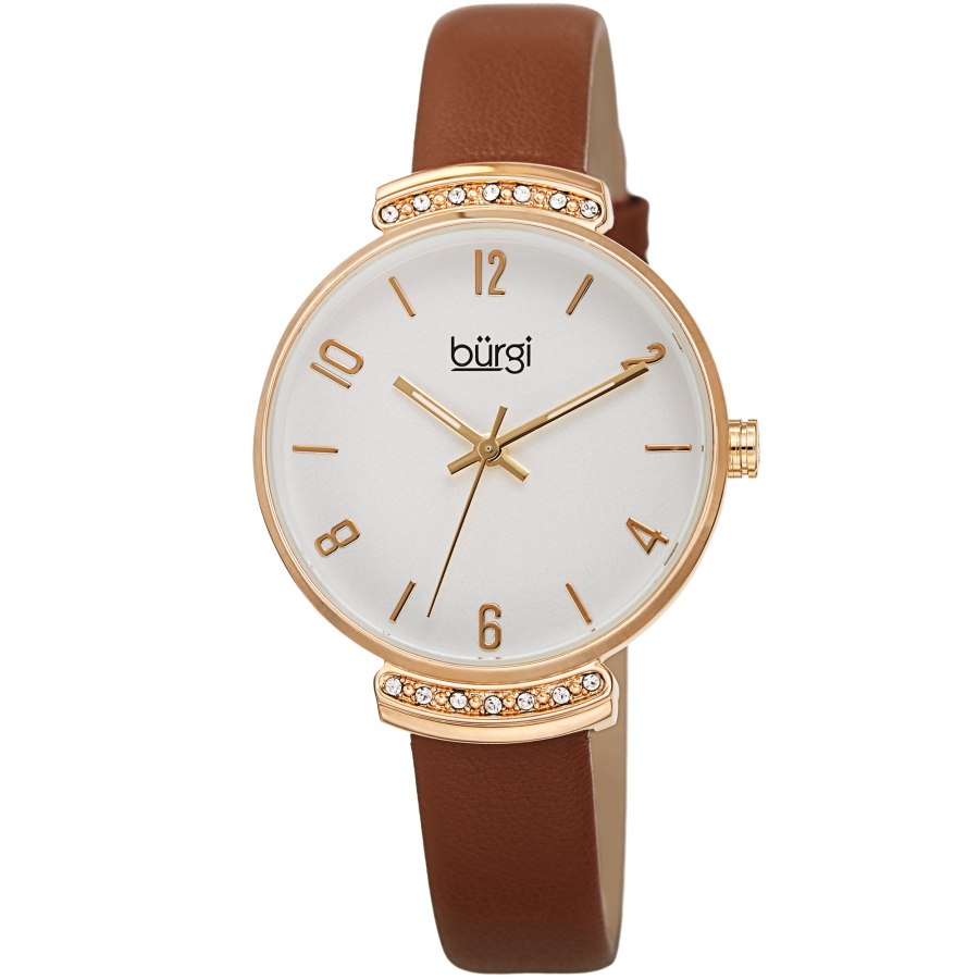 Burgi Quartz Silver Dial Ladies Watch Bur254br In Brown / Gold Tone / Silver