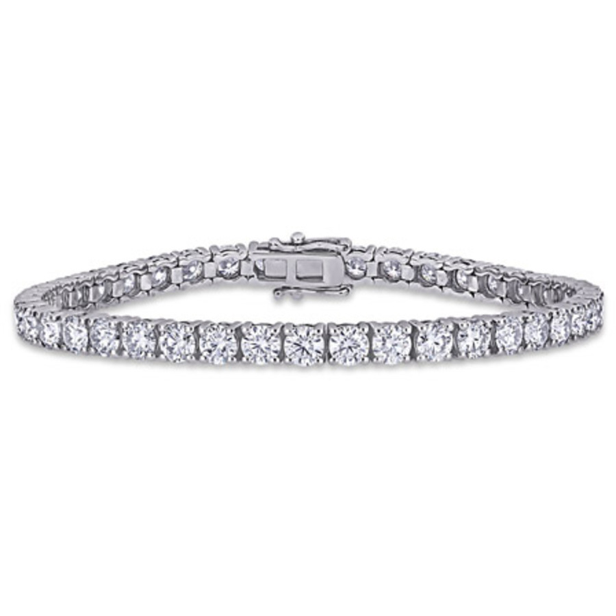 Amour 9 1/2 Ct Dew Created Moissanite Tennis Bracelet In Sterling Silver In White