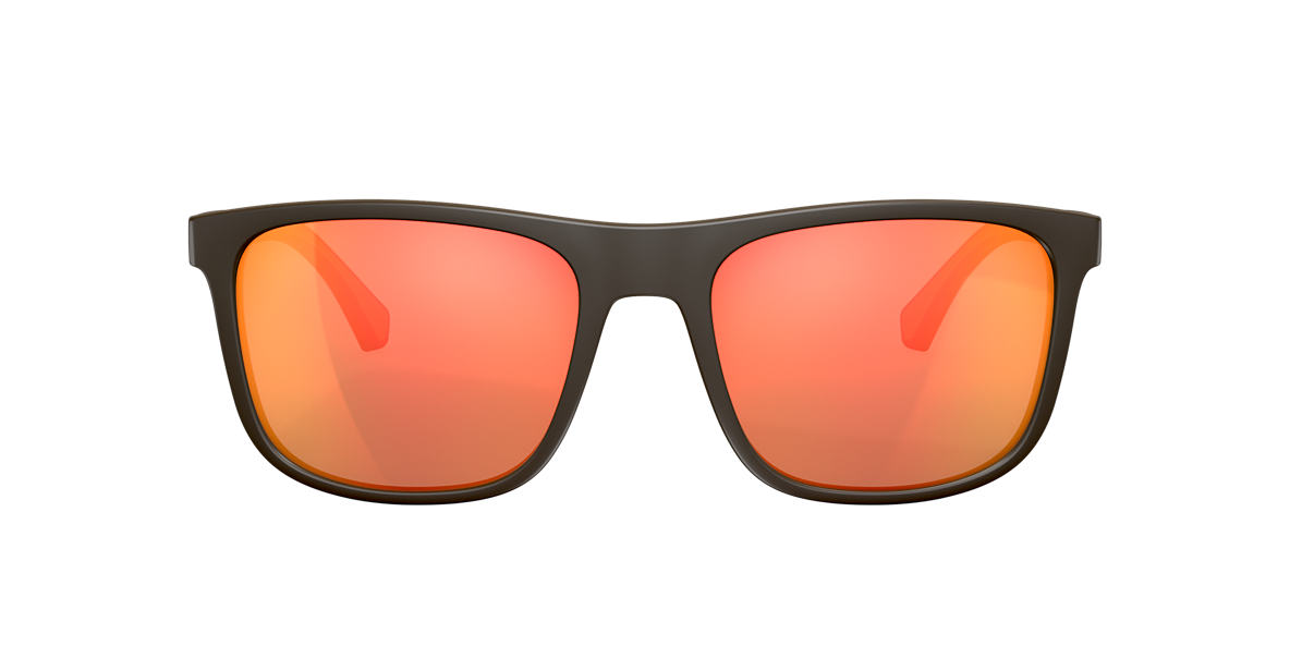 Emporio Armani Orange / Mirrored Red Square Mens Sunglasses Ar4129 5752f6 56