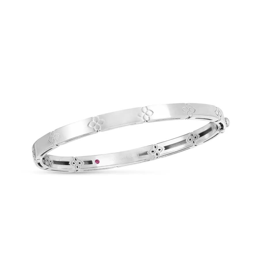 Roberto Coin 18k White Gold Love In Verona Narrow Width Bangle In White
