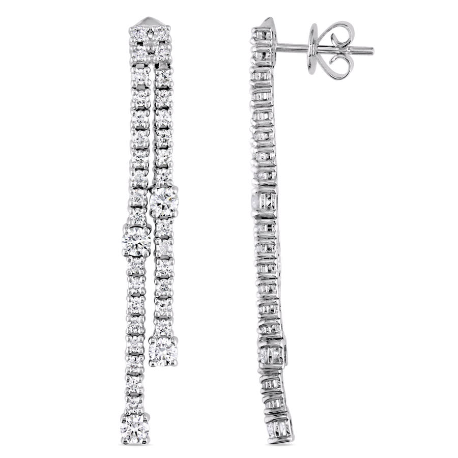 Amour 1 5/8 Ct Tw Diamond Linear Dangle Earrings In 14k White Gold