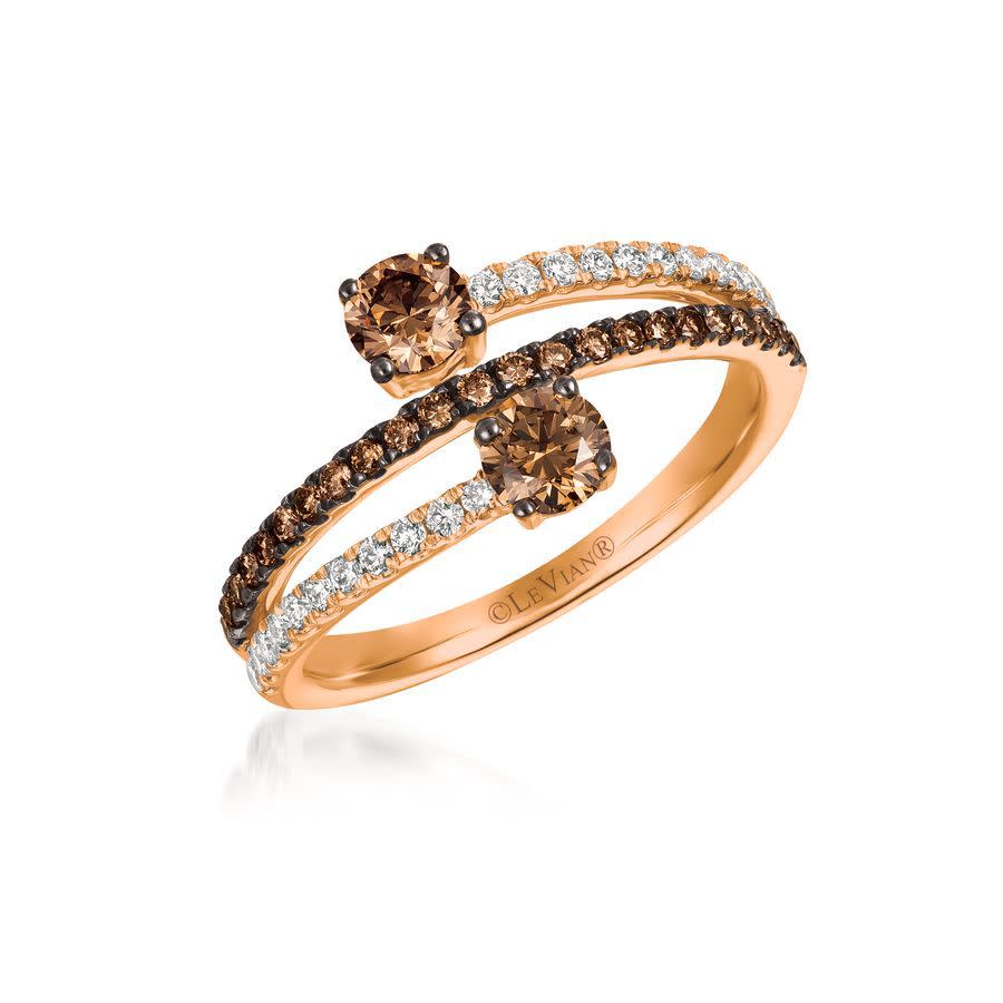 Le Vian Ladies Chocolate Diamonds Fashion Ring In 14k Strawberry Gold In Brown