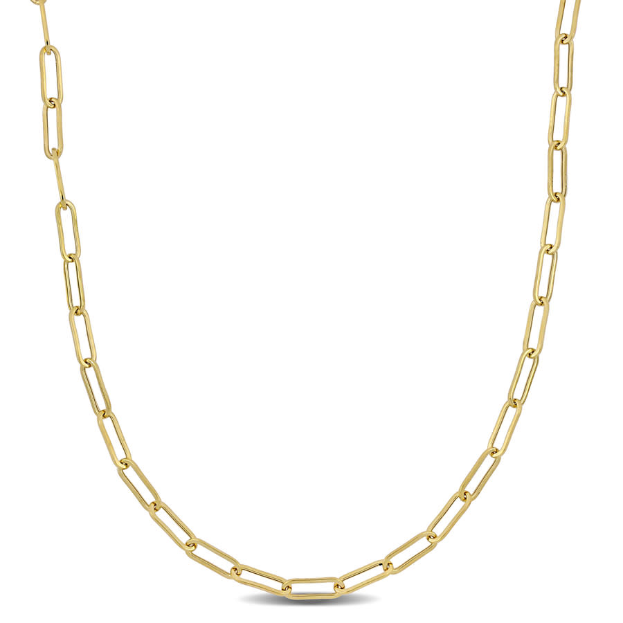 Amour 3.3mm Polished Paperclip Chain Necklace In 14k Yellow Gold In Yellow
