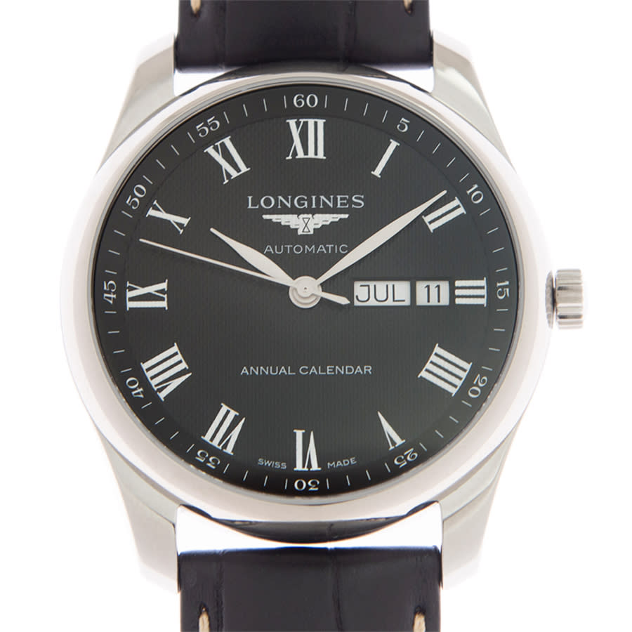 Longines Master Automatic Chronometer Annual Calendar Black Dial Mens Watch L2.910.4.51.7 In Black,silver Tone