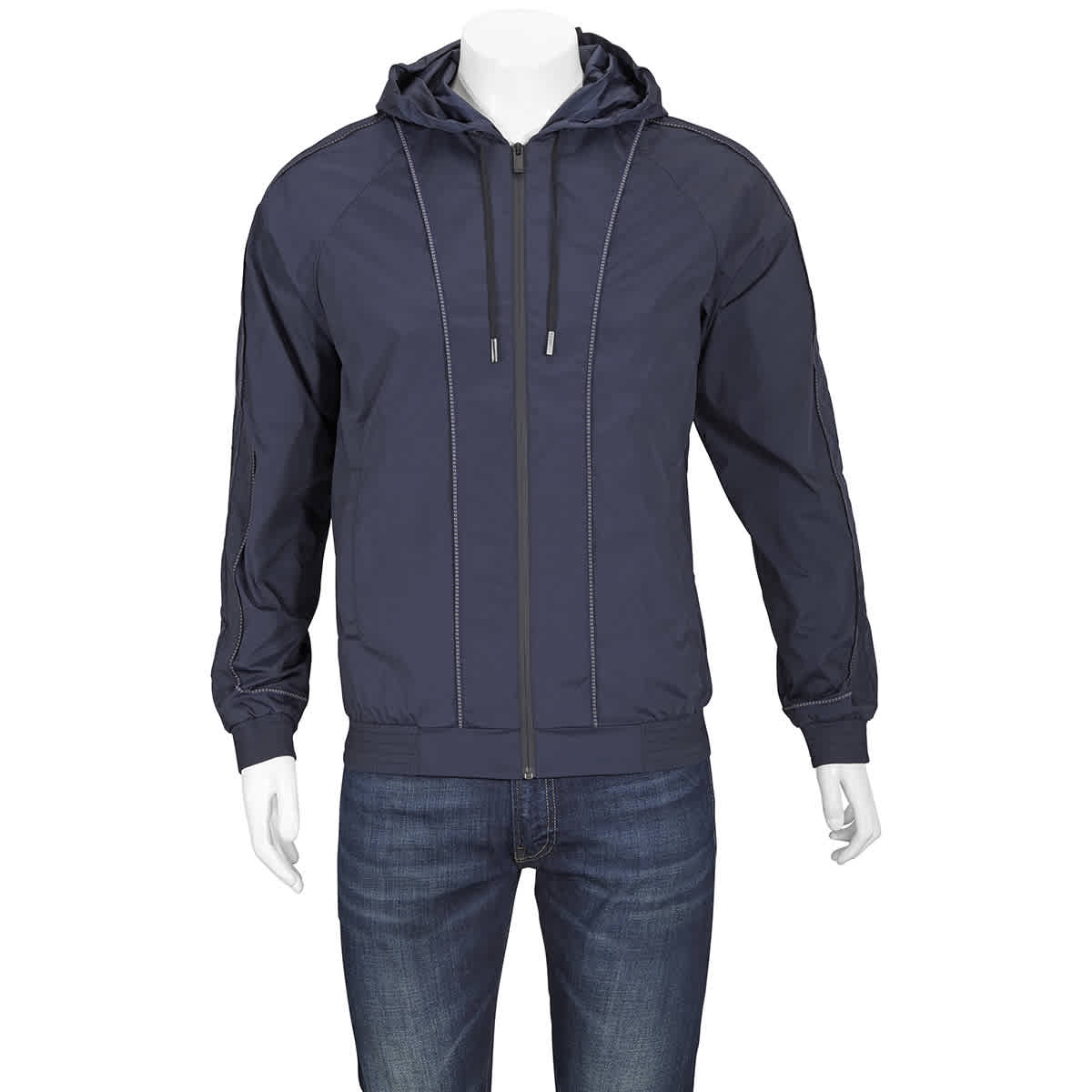 FENDI FENDI MENS BLUE FF BAND ZIPPED JACKET