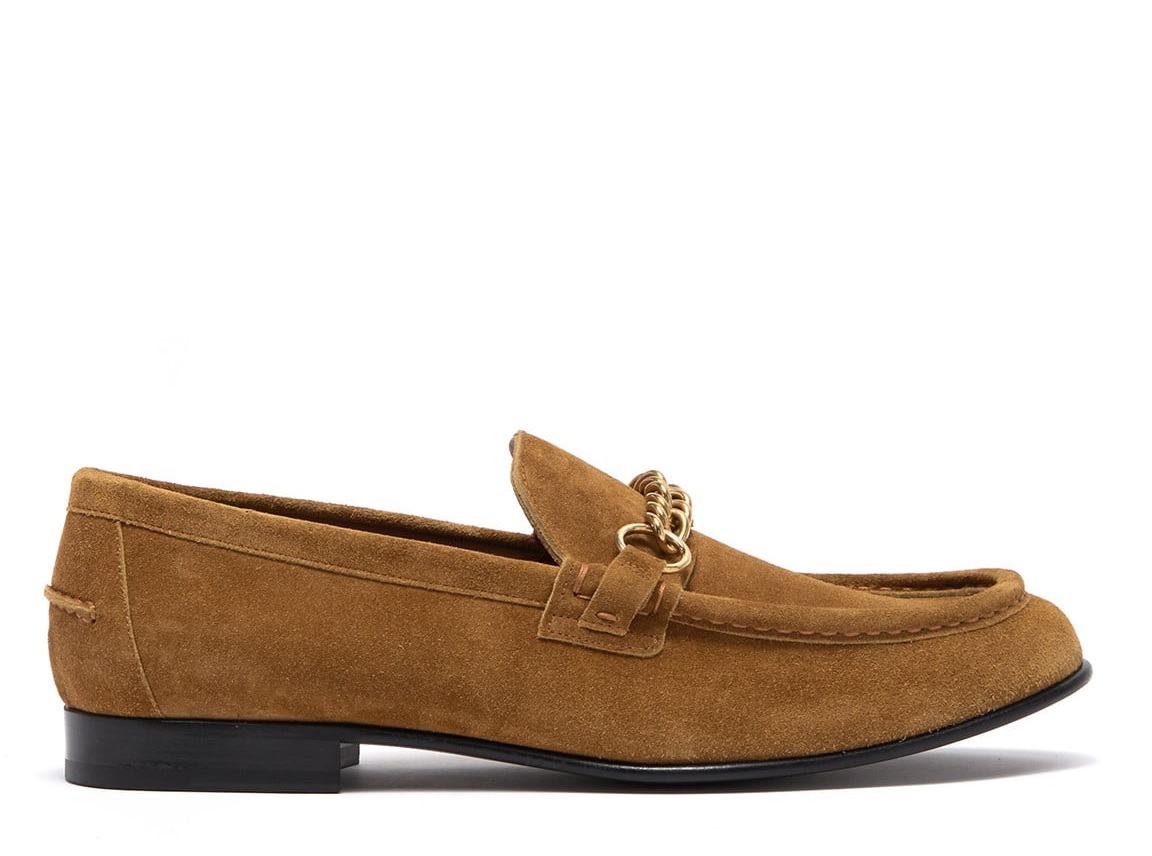 Burberry Mens Solway Suede Link Detail Loafers In Brown