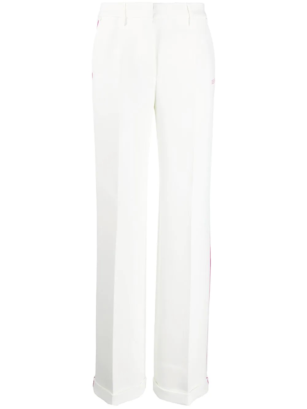 Off-white Contrasting Trim Tailored Trousers In White
