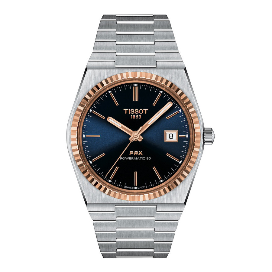 Tissot Men's Prx Powermatic 80 Automatic Stainless Steel Bracelet Watch 40mm In Blue / Gold / Gold Tone / Rose / Rose Gold / Rose Gold Tone