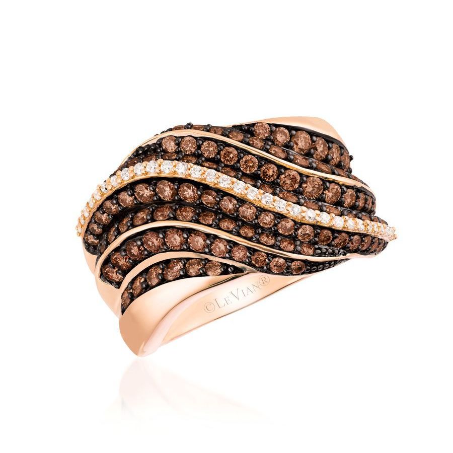 Le Vian Ladies Chocolate Diamonds Fashion Ring In 14k Strawberry Gold In Brown