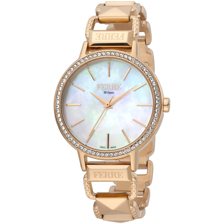 Shop Ferre Milano Classic Quartz Ladies Watch Fm1l173m0081 In Gold Tone / Mop / Mother Of Pearl / Rose / Rose Gold Tone